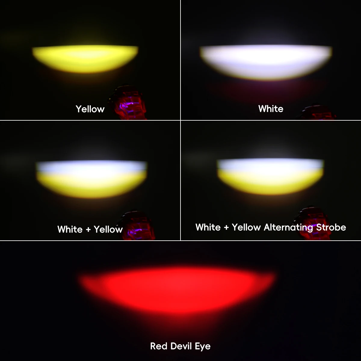 1/2X Motorcycle Fiery Demon LED Spotlight Dual Color White Yellow Hi Lo Beam Flash Headlight 12-80V Moto Auxiliary Modified Lamp