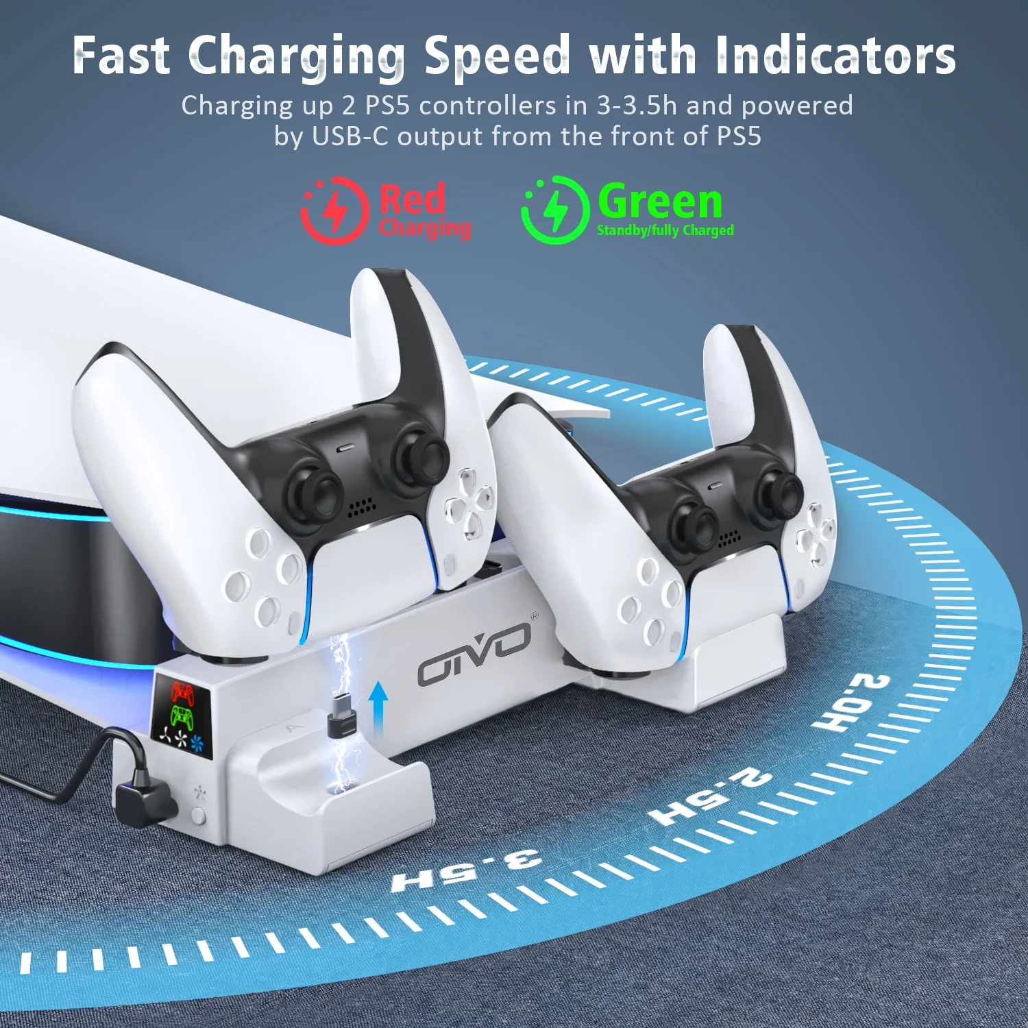 OIVO لوحدة التحكم PS5 حامل تبريد أفقي PS5 قاعدة حامل PS5 شاحن وحدة التحكم لأقراص بلاي ستيشن 5 والإصدارات الرقمية