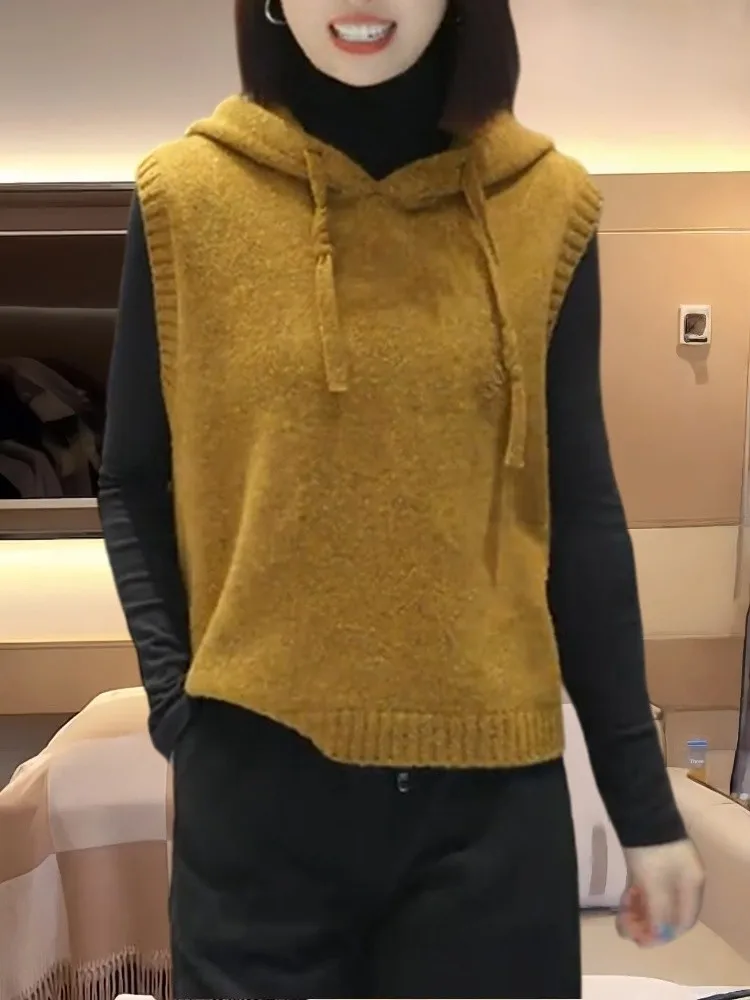 

Trendy Loose Knitted Svel Vest Women's 2026 Spring Autumn Versatile Slimming Retro Top Comfortable Fit Commute Sle