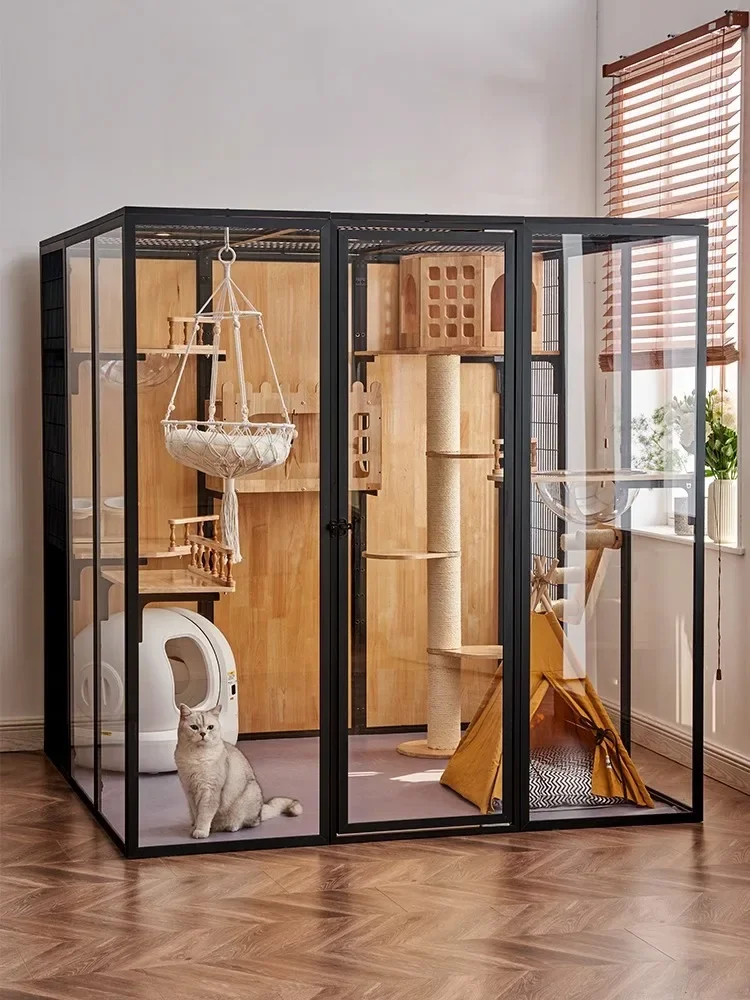 Cat Villa Home Super Large Spt Cage Cat Nest House Panoramic Glass Luxuoom Can Place Automatic Cat litter Bowl