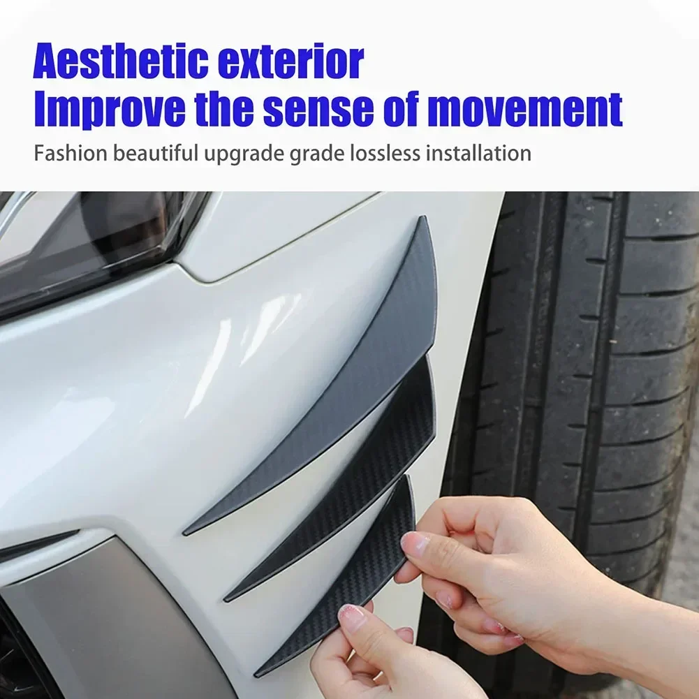 Car Bumper Strip Car Front Bumper Lip 6pcs/set Body Spoiler Canards Splitter Fins Universal Fitment High Quality