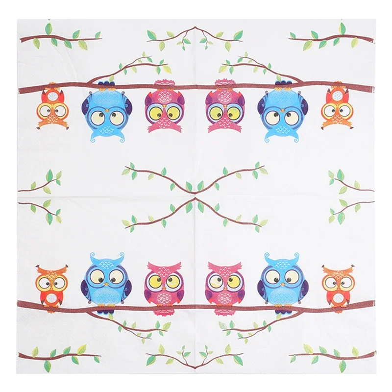 

20 шт. 33 см, 2 слоя, новые салфетки с принтом мультяшной совы, вечерние настольные бумажные коврики для еды, декоративная бумага для рисования, бумага для декупажа «сделай сам»