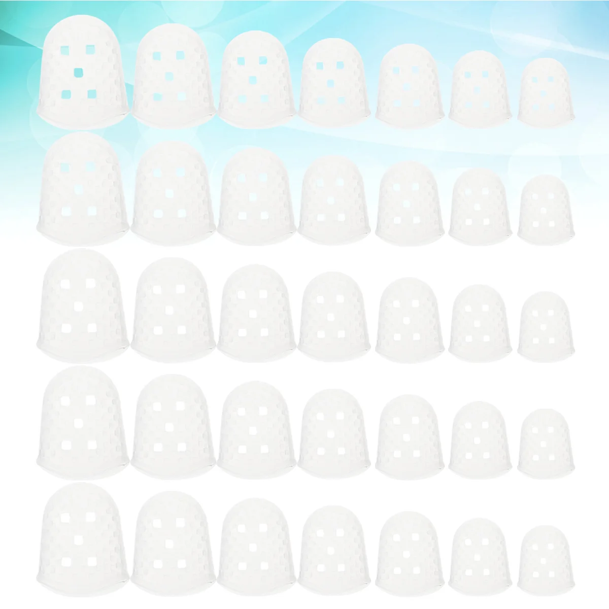 

35Pcs Guitar Finger Protectors Silicone Finger Guards Breathable for Ukulele Electric Guitar Sizes Xs S M L Xxs Transparent