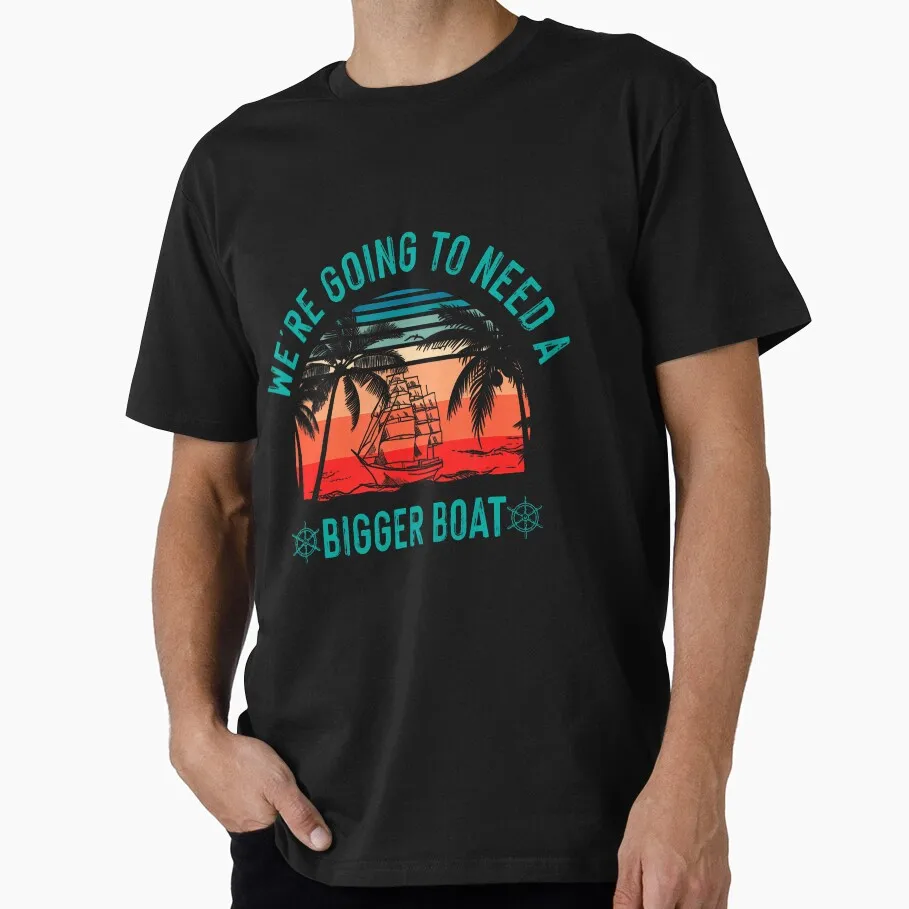 We'Re Going To Need A Bigger Boat Jaws Horror Movie T Shirt Retro Amity Island Great White Shark Graphic Tops Short Sleeve Tees