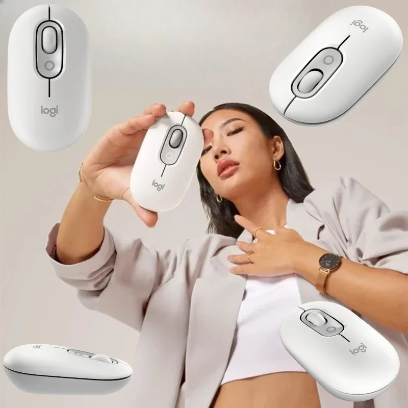 Logitech POP Mouse wireless Bluetooth light tone mouse is small and cute, easy to carry