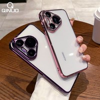 Shockproof Plating Clear Phone Case For Huawei Pura 70 Ultra Pro P70 Pro Transparent Glass Lens Protection Soft Silicone Cover