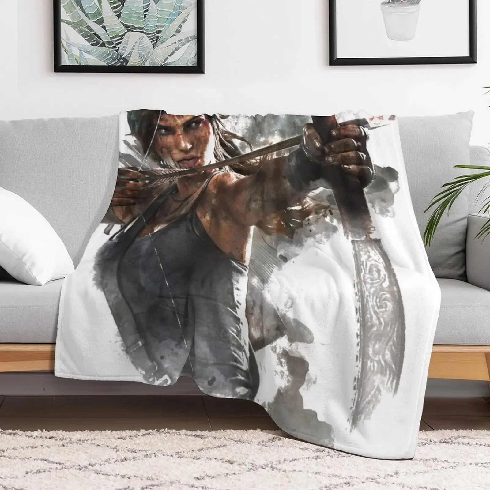 Tomb Raider Painting Throw Blanket Warm Kid'S Blankets