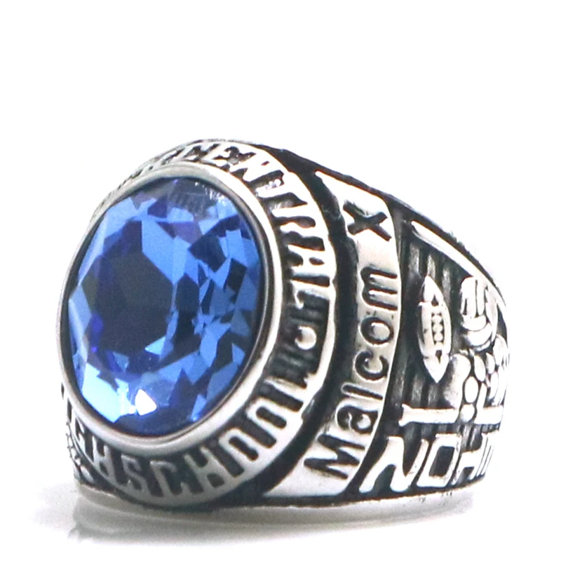 Unisex 316L Stainless Steel Park Central High School Blue Stone Eagle Ring