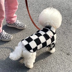 2022 Autumn Pet Dog Clothes Plaid Winter Warm Fleece Jacket Teddy Poodle Bichon Puppy Cat Schnauzer Chihuahua Small Dog Clothes