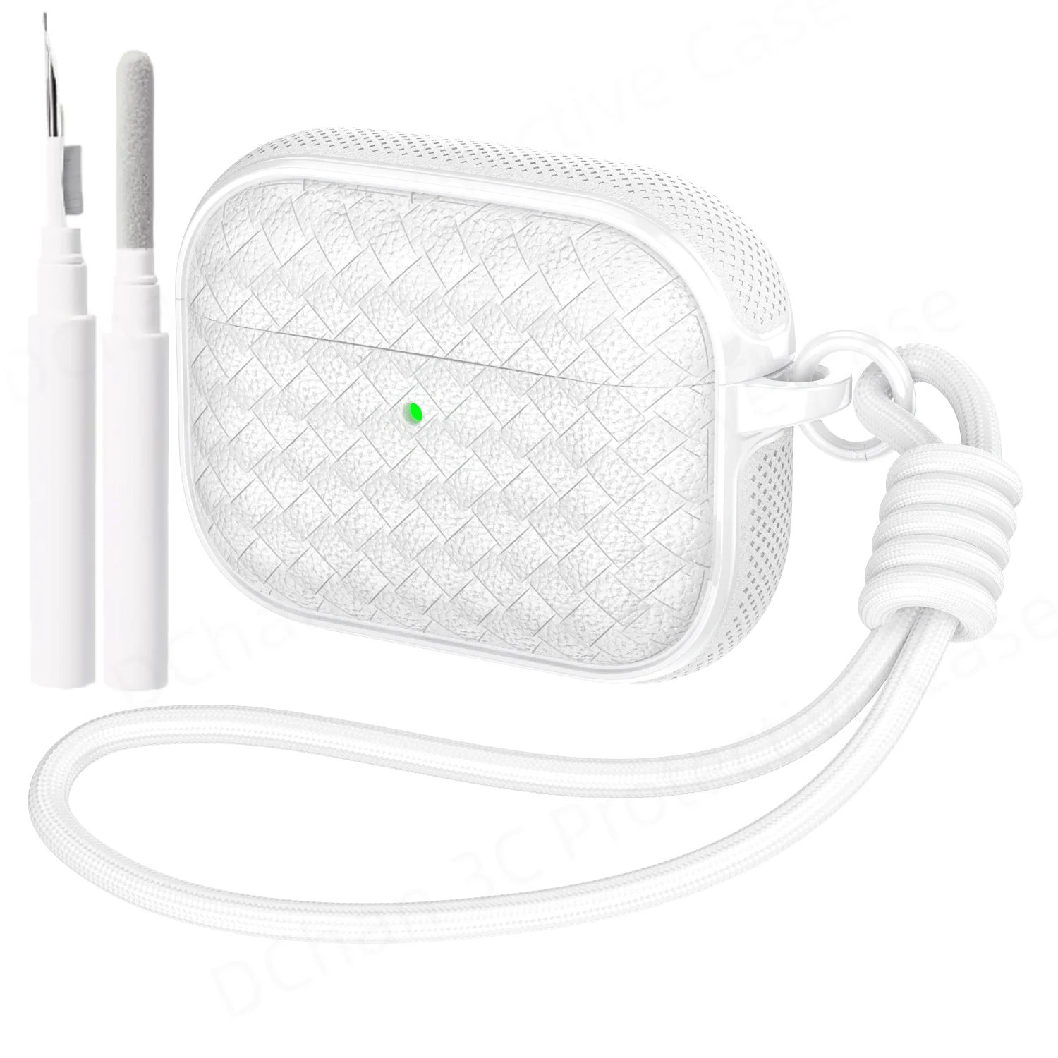 2026 Simpele hoes voor AirPods Pro 3 met geweven patroon, lederen textuur en ringband voor AirPods 4 & AirPod Pro2 Pro Pro3 oordopjes.