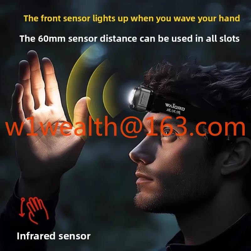Clip lamp waterproof riding mountaineering long battery life outdoor special induction strong light headlamp