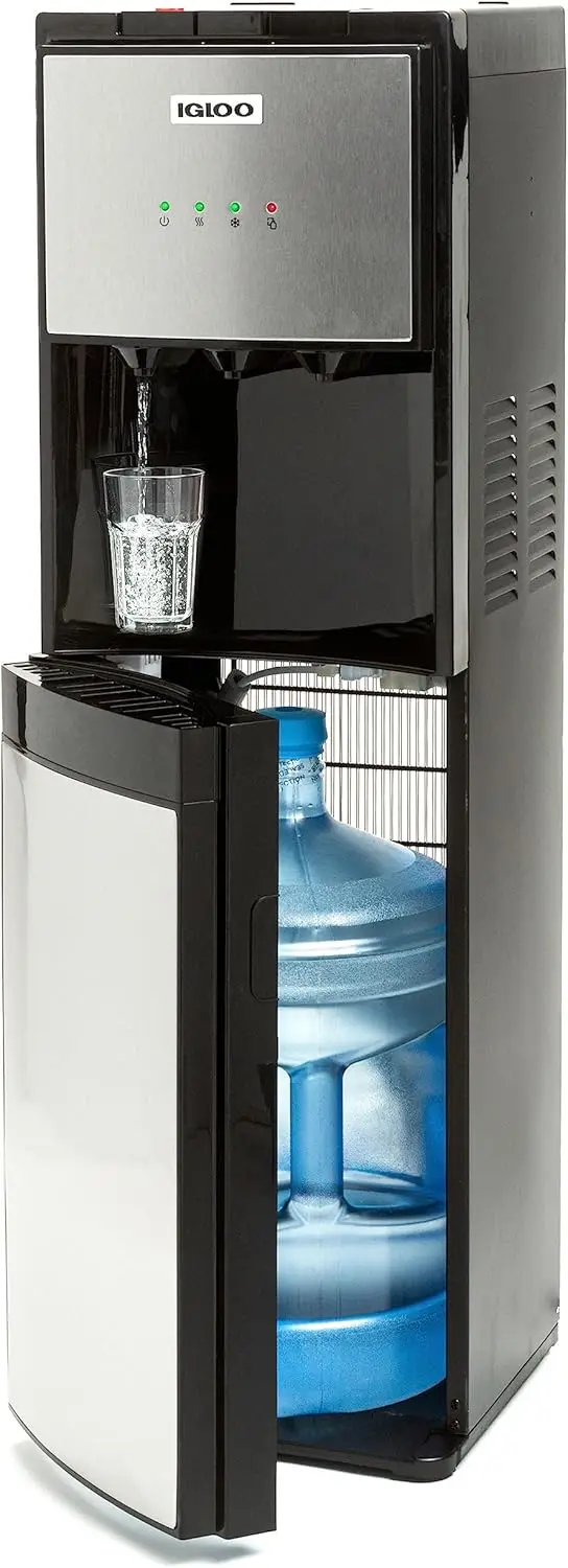 Retro Bottom Load Water Cooler Dispenser - Hot, Cold, or Room-Temperature Water - Holds 3 or 5 Gallon Bottles - Child Safe