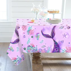 Little Mermaid Disposable Tablecloths Mermaid Birthday Party Decor 1st Birthday Girl Under the Sea Party Supplies Baby Shower