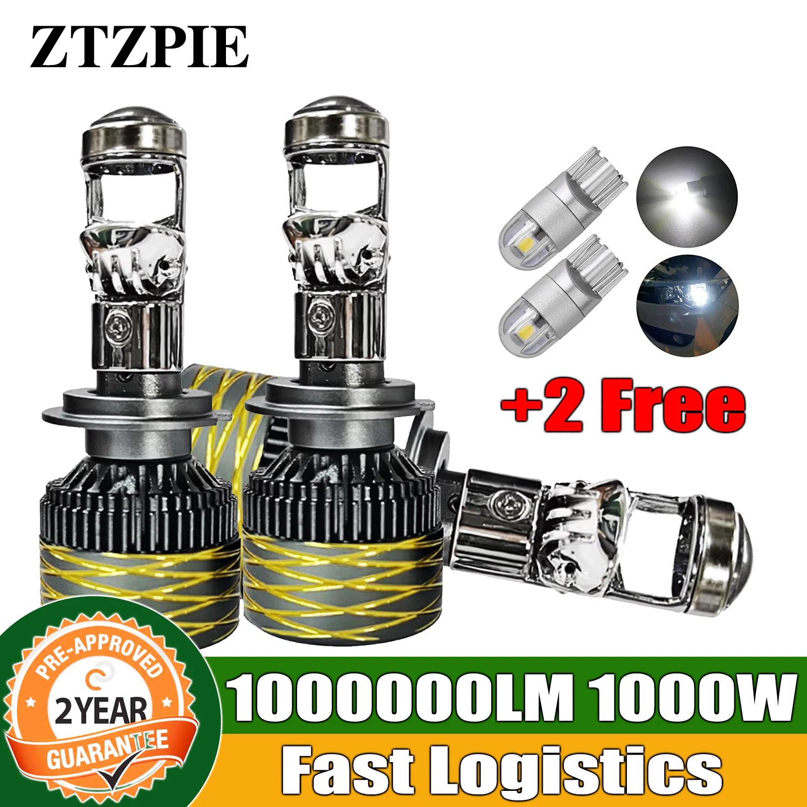 ZTZPIE 100000LM 1000W CSP 3570 CHIP 6000K EMC Canbus lens H4 H7 9005 9006 Led Headlight For Car Light NO ERROR Bulb 12V Lamp