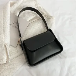 Chic Simple Small Flap Shoulder Bags For Women Solid Color Pu Leather Handbag Clutch Lady Crossbody Purse Messenger Bag