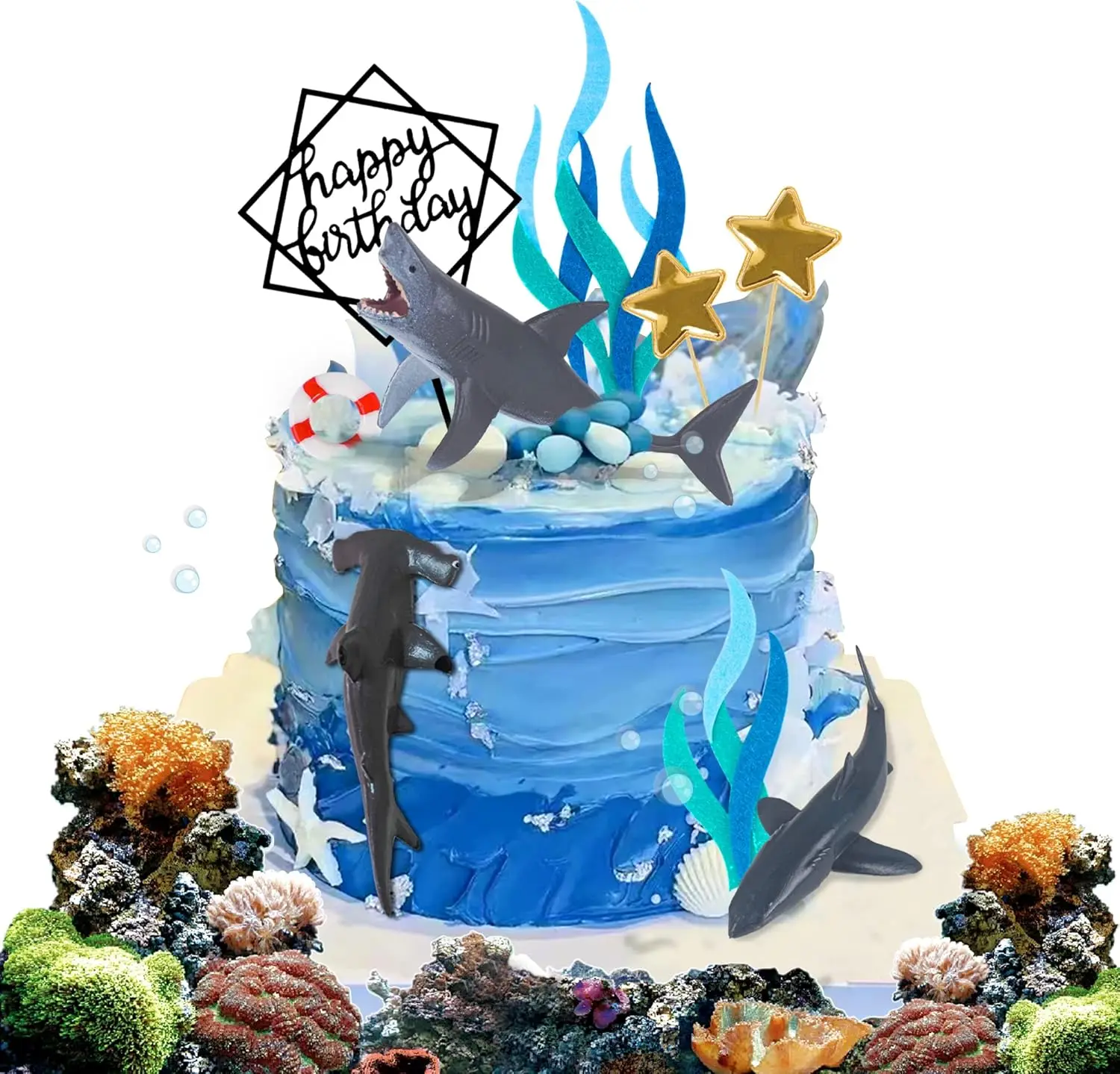 18er-Pack Hai-Kuchenaufsätze für die Angriffs-Meeresbewohner, Dekor, Ozean-Thema, Cupcake-Picks für Geburtstagsparty, Gastgeschenke, Zubehör – Detail 13