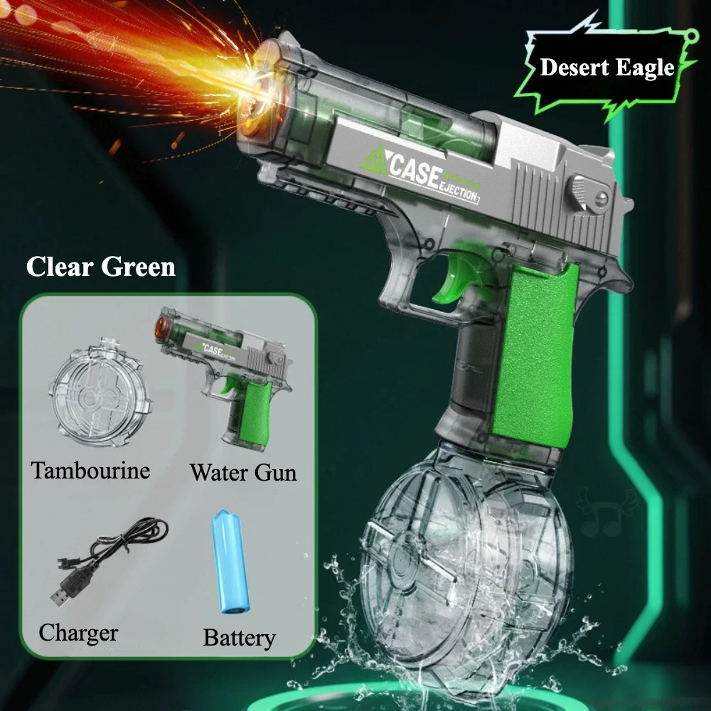 Nova pistola de água elétrica brinquedo tiro completo automático verão ao ar livre praia pistola água com luz para crianças meninos meninas adultos