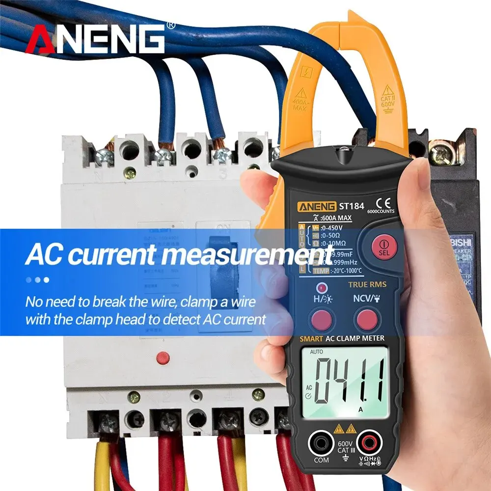 ANENG ST184 Digital Clamp Multimeter Meter 6000 Counts Professional True RMS AC/DC Voltage Current Tester Hz Capacitance Ohm