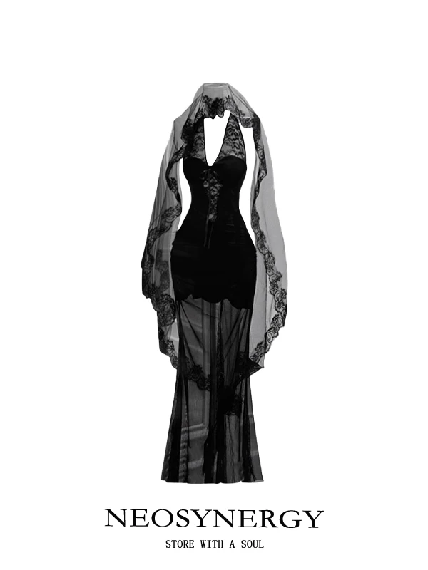 

Neosynergy Halloween Bla Кружевное платье с v-образным вырезом Женская осенняя юбка с завязкой на талии и длинным рукавом для поездок на работу плюс ...