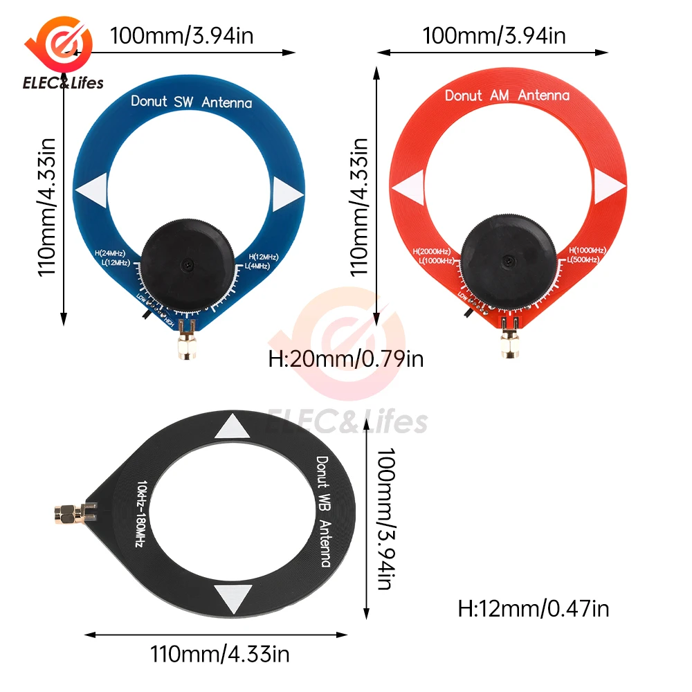 Antenna di ricezione a banda larga Donut 10k-180MHz Antenna a onde corte SW 4-24MHz 500-2000kHzAM Modulo antenna ad anello per antenna a onde medie