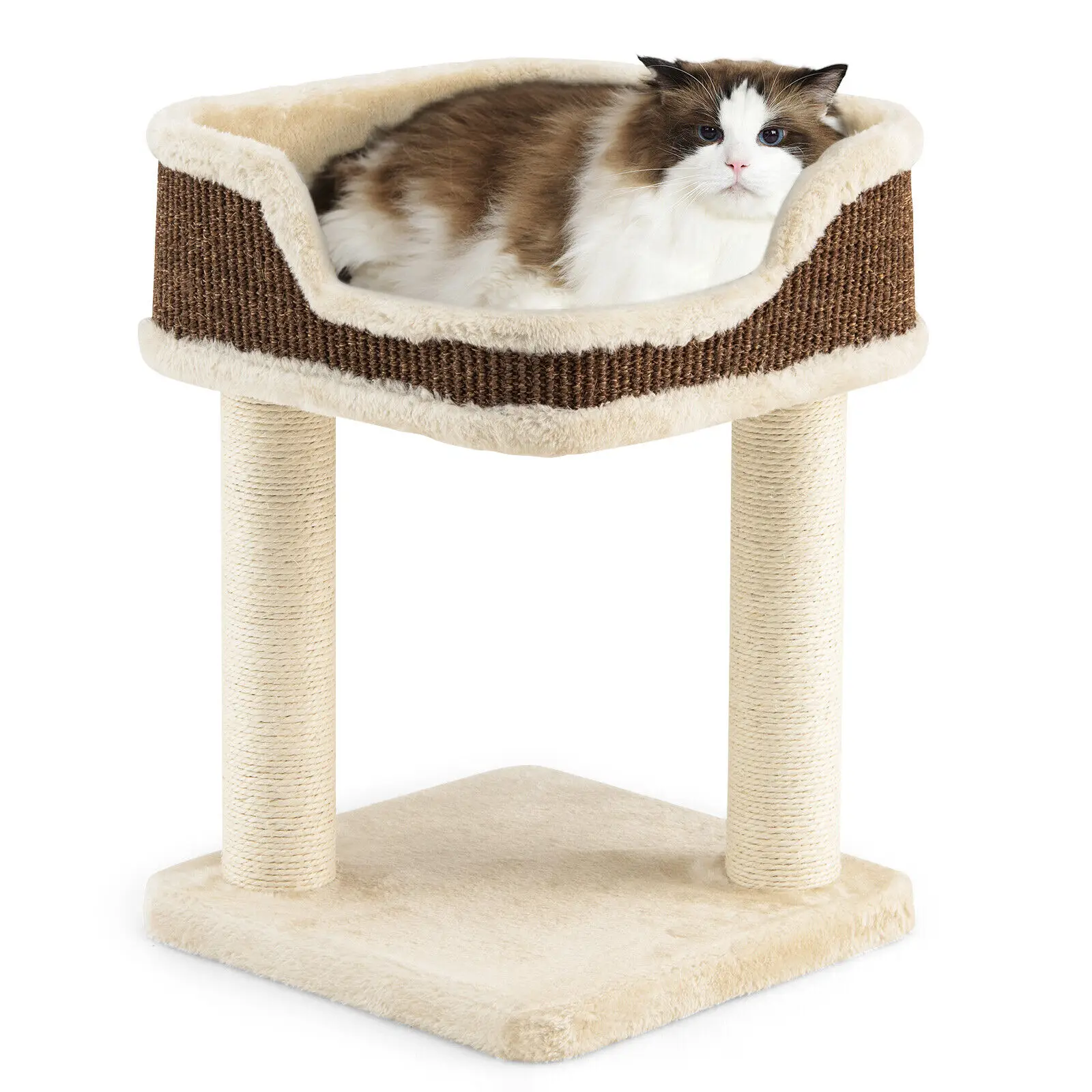 Costway Cat Tree Multi-Level Cat Tower w/ Scratching Posts & Large Plush Perch