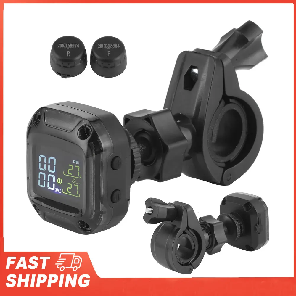 

Bike TPMS Wireless Motorcycle TPMS Real Time Tire Pressure Monitoring System High Accuracy with 2 Sensors Tire Pressure Detector