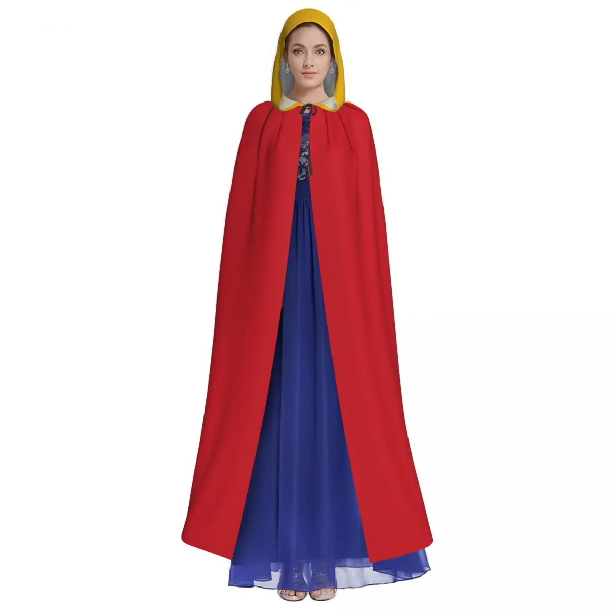 Unisex Adult Spain Flag Cloak with Hood Long Witch Costume Cosplay