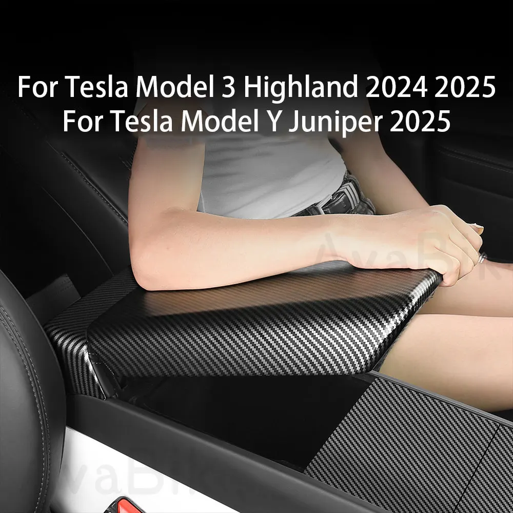 

Внутренняя крышка из углеродного волокна с блестками против ударов для новой модели Tesla 3/Y, крышка подлокотника с центральным управлением, внутренние комплекты
