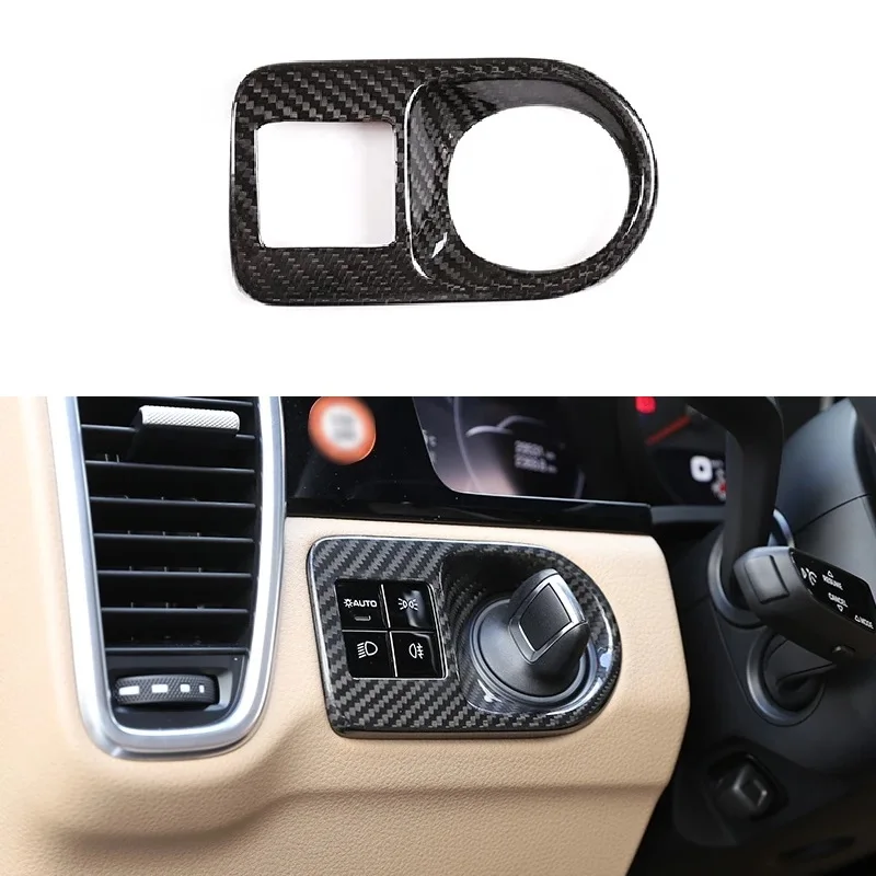 

Real Dry Carbon Fiber Car Headlight Switch Ddjustment Frame Panel Cover For Porsche Cayenne 2018-2021