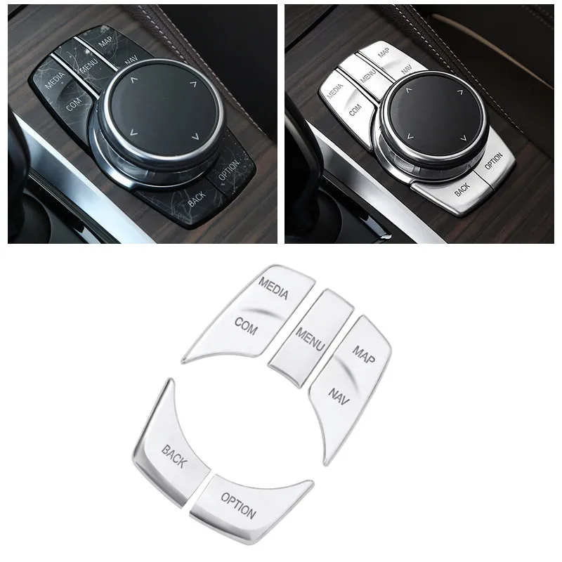 

5 Buttons For BMW 5 Series 2018 528 530 540li Car Styling ABS Chrome Multimedia Switch Cover Trim