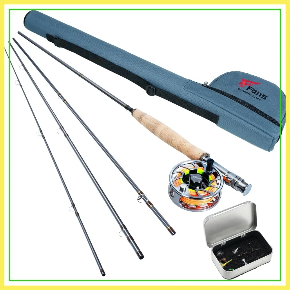 

9ft 4pc Fly Fishing Rod and Reel Combo with Aluminum Reel, Pre-Loaded Line, Starter Kit for Trout Salmon