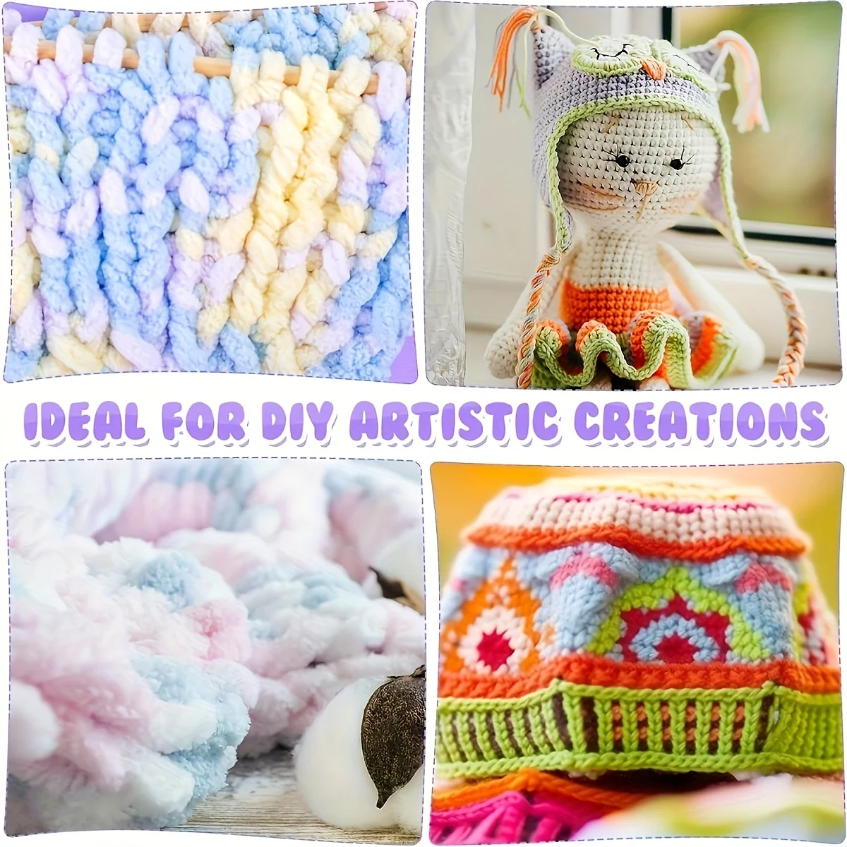 خيوط أكريليك ممتازة اقتصادية للغاية - 4 عبوات من خيوط أكريليك 50 جرام ذات 4 خيوط، بألوان زاهية وناعمة، هي خيار مثالي لـ