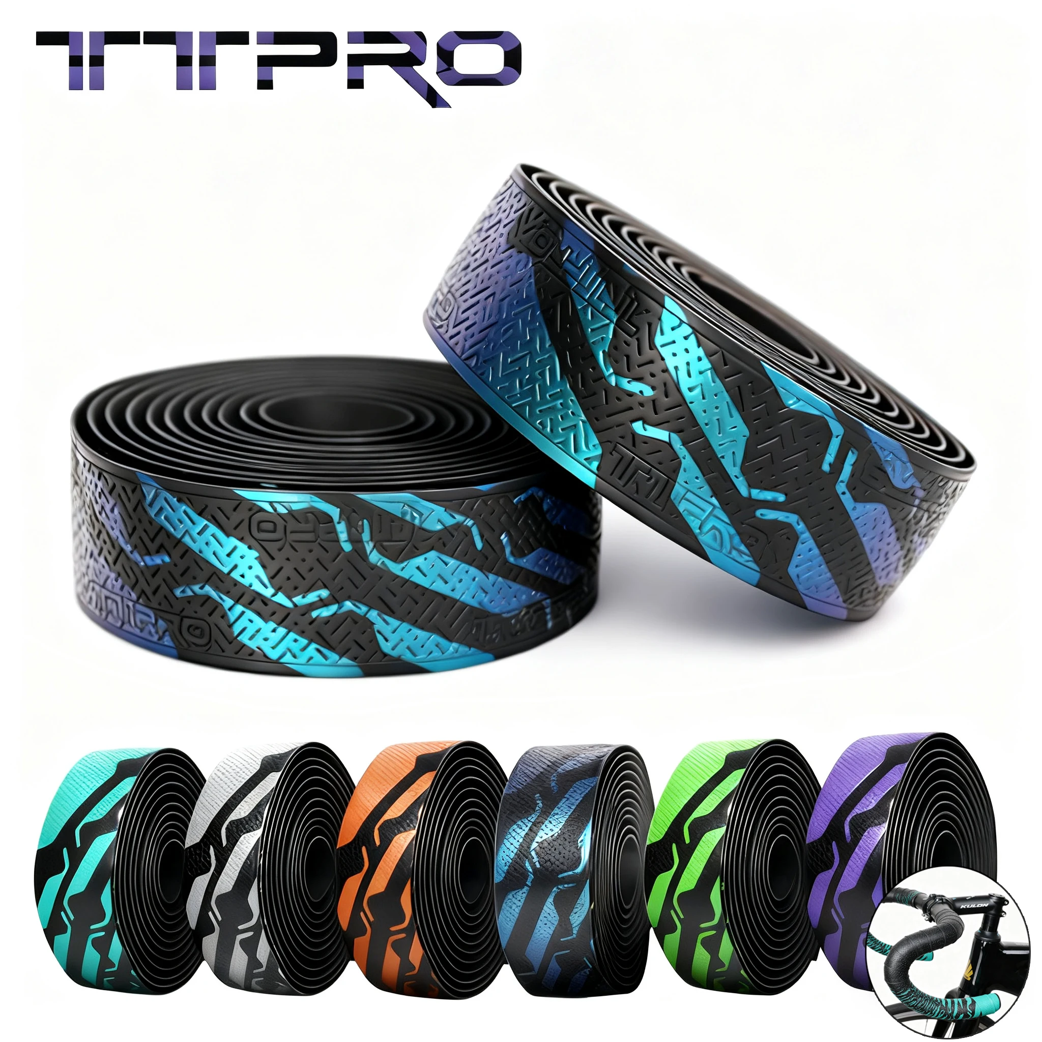 TTPRO Cinta para barra de bicicleta que absorbe los golpes, de doble color, antideslizante y duradera para una mayor comodidad en bicicleta de grava de carretera