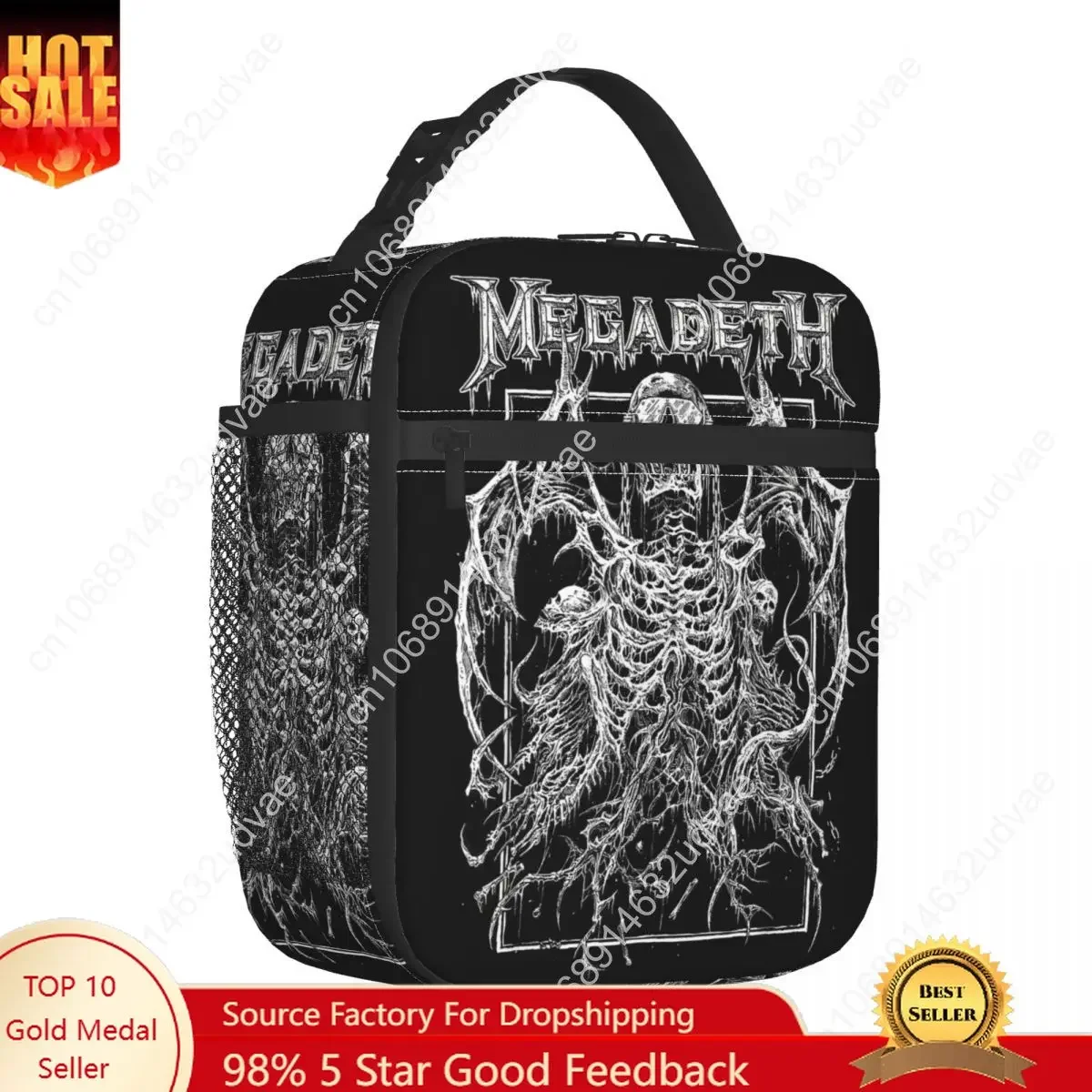 Megadeths Rock Band Vic Rising Insulated Lunch Bags Food Container Portable Cooler Thermal Lunch Box For Work