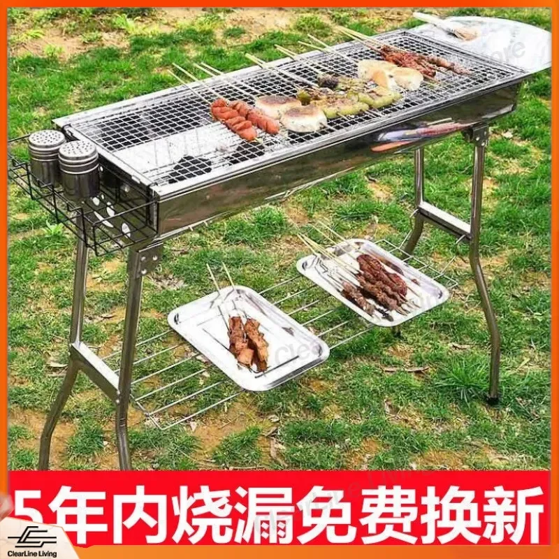 Large Stainless Steel Charcoal Grill Outdoor Vertical Smoker BBQ Oven Full Set for Household Backyard Camping Cooking