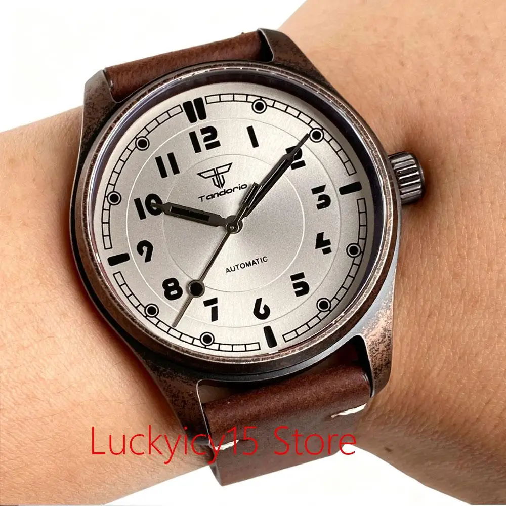 

New 39mm Pilot Watch Bronze Coated Automatic Mechanical Watch Miyota 8215 Movement 20ATM Sapphire Glass Tandorio Vintage Style
