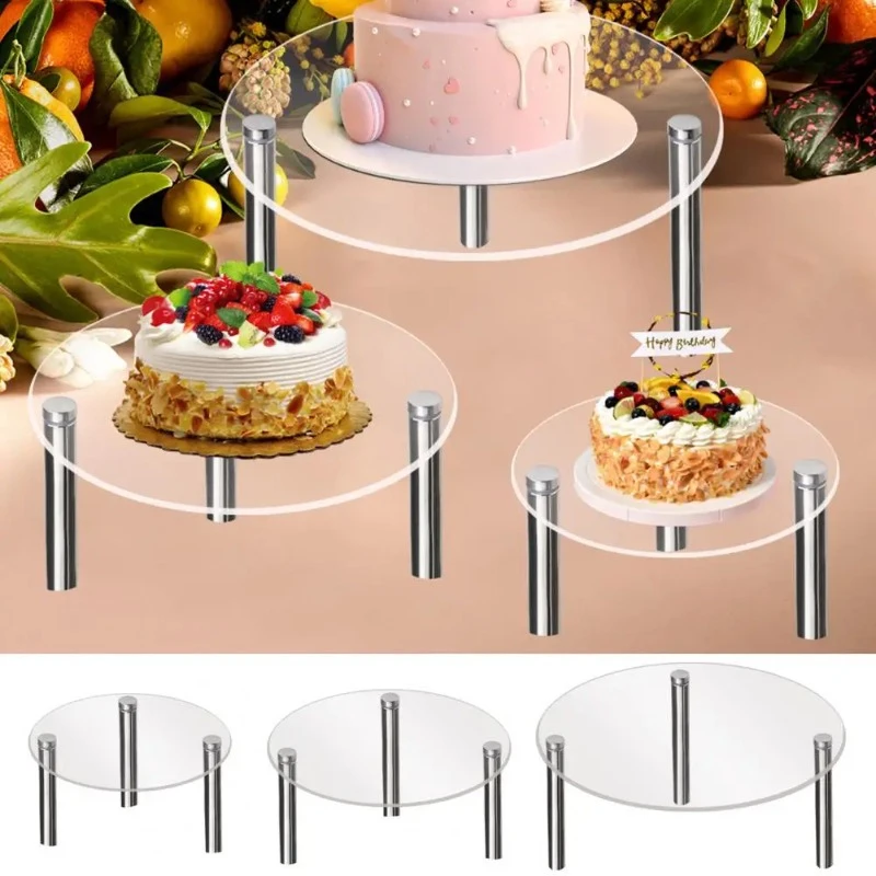 Suporte de bolo transparente forma redonda acrílico aniversário cupcake sobremesa suporte bolo makaron rack exibição fontes festa