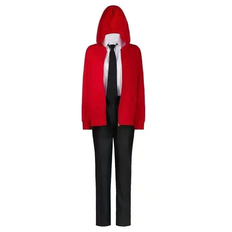 

Chainsaw Man Makima Power Cosplay Costume Red Jacket Contacts Devil Horns Halloween Party Uniform