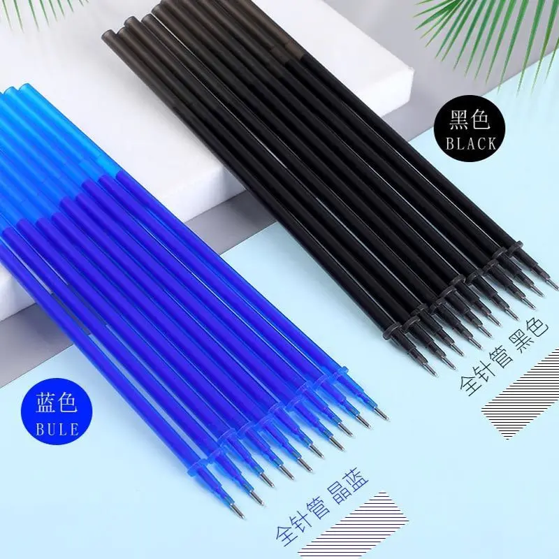 10-50pcs Student Erasable Refill Crystal Blue Black Ink 0.5mm Core Rollerball Pen Washable Rod Draw School Work Sewing Refill