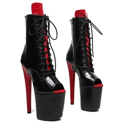 Leecabe  20CM/8inches PU mix color  Trendy fashion Platform  High Heels  party  stripper heel Pole Dance boots