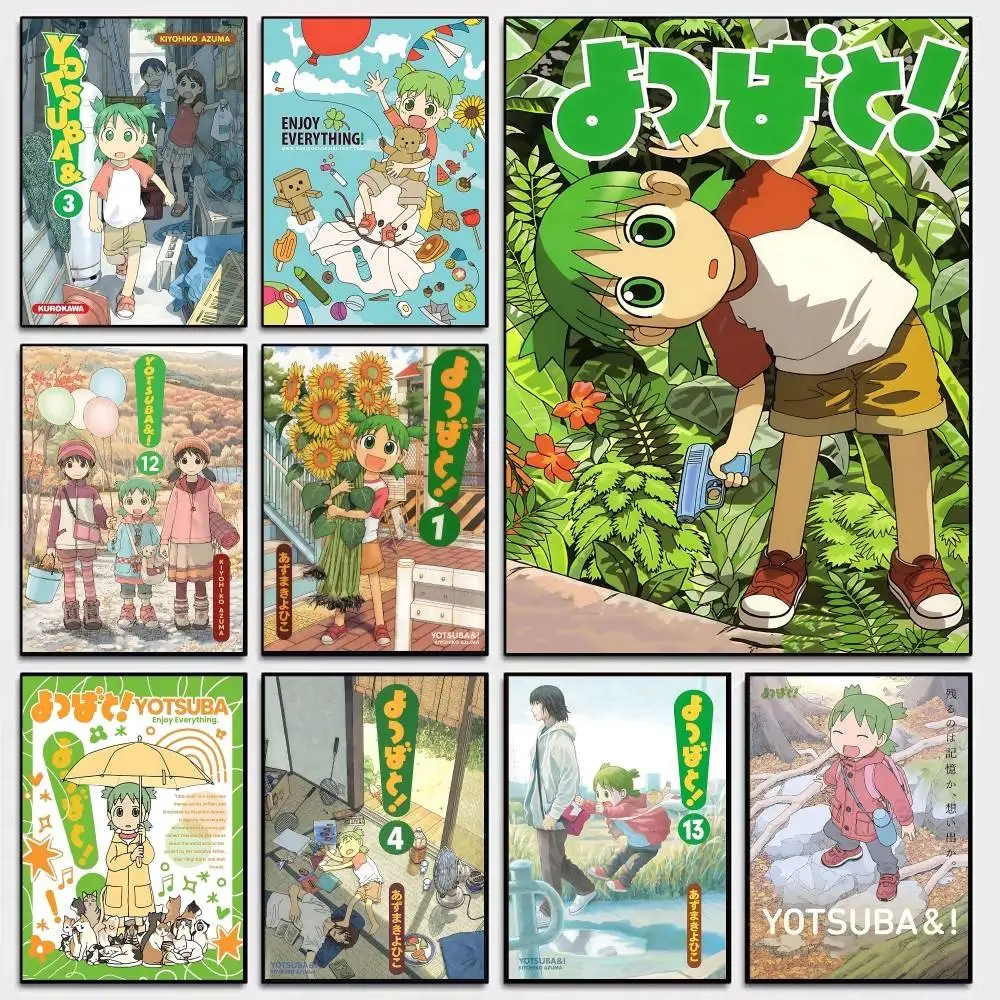 Anime Y-Yotsuba Sweet Classic Movie Vintage Posters Sticky Retro Kraft Paper Sticker DIY Room Bar Cafe Kawaii Room Decor