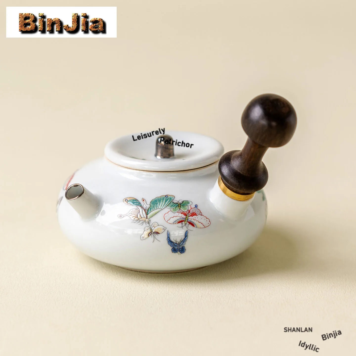 

90ml Hand Painted Butterfly Side Handle Teapot Aesthetic Tea Infuser Pot Tea Maker Kettle With Ball Hole Tea Items Collection