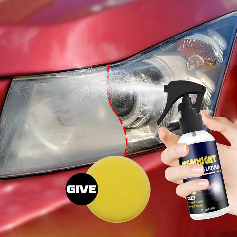 Car Headlight Cleaning Spray 60ml Car Headlight Scratch Restoring Fluid Car Headlight Liquid For Repair Of Scratch Yellowed