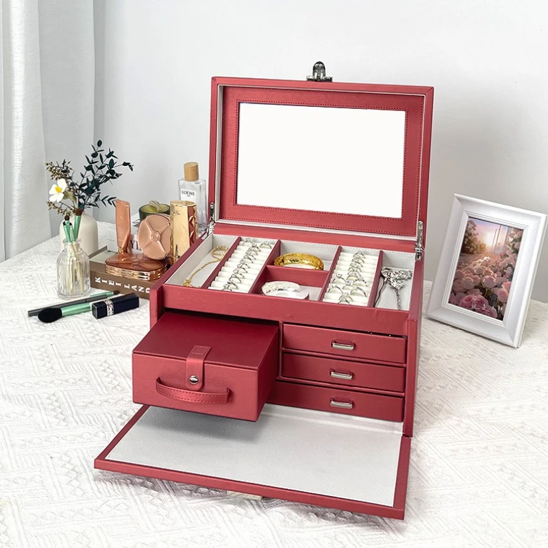 

Bracelet Jewelry Box Cortex Ring Earrings Storage Organizer Cases Large Capacity Necklace Display Boxes Wedding Jewellery Case