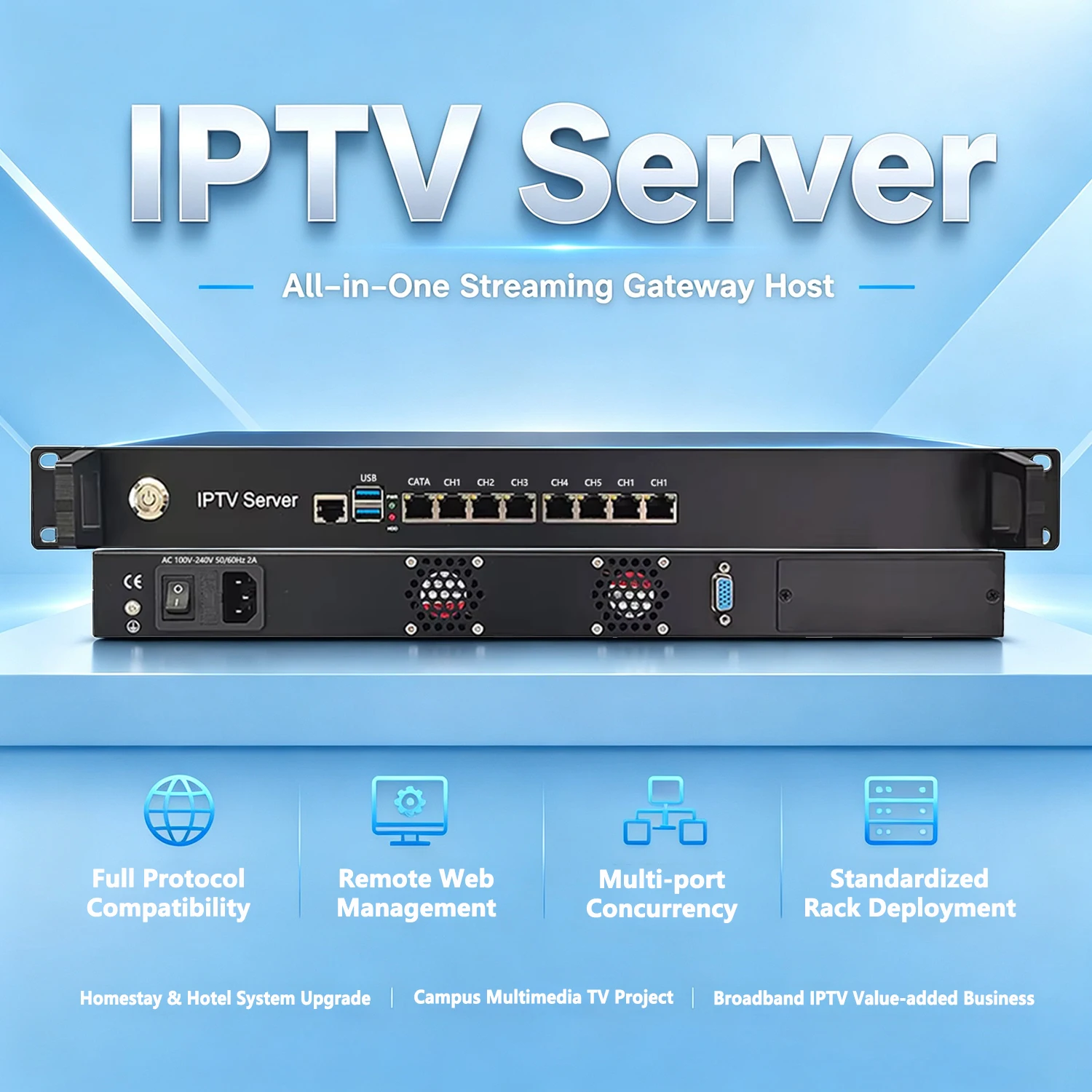 Aliexpress All‑in‑One IP Gateway & IPTV Server 1U Rack‑mount Gigabit LAN Ports VGA USB AC100‑240V IPTV Streaming Media Server Device - Aliexpress Deal