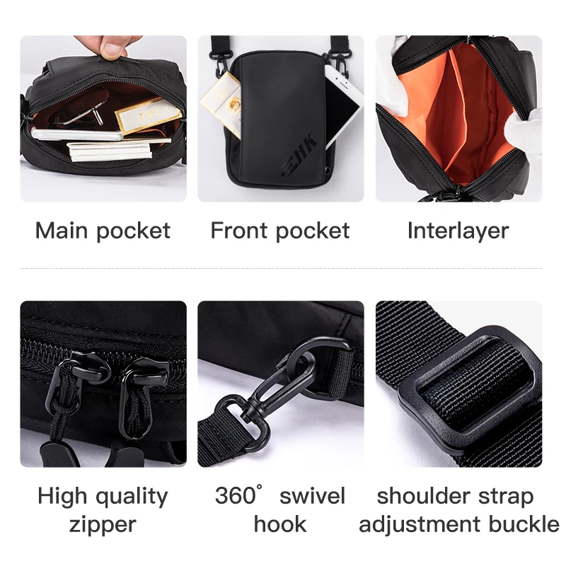 HcanKcan Sling Men\'s bag Messenger Bag for Men Designer Bags Luxury Waist bag Man Phone Shoulder Bag Husband Men Handbag 5859