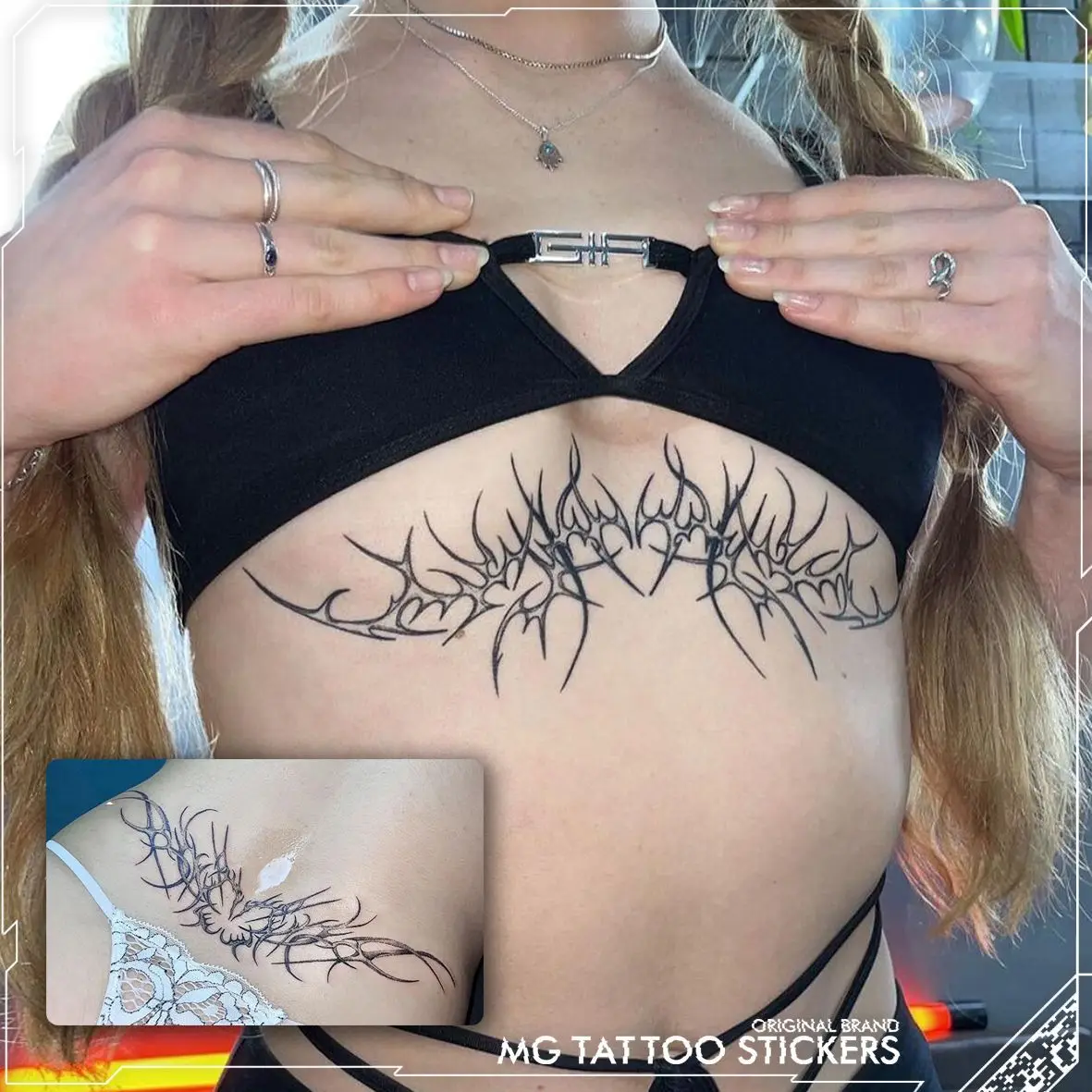 

Sexy Succubus Tatoo Sticker Lasting Fake Tattoo for Woman Chest Butterfly Temporary Tattoo Art Faux Tattoos Waterproof Tatuajes