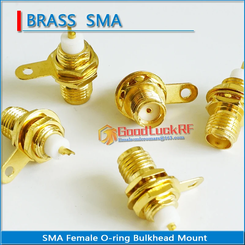 

High-quality RF Connector Socket SMA Female Jack O-ring Bulkhead Panel Deck Nut handle Solder Coaxial Brass