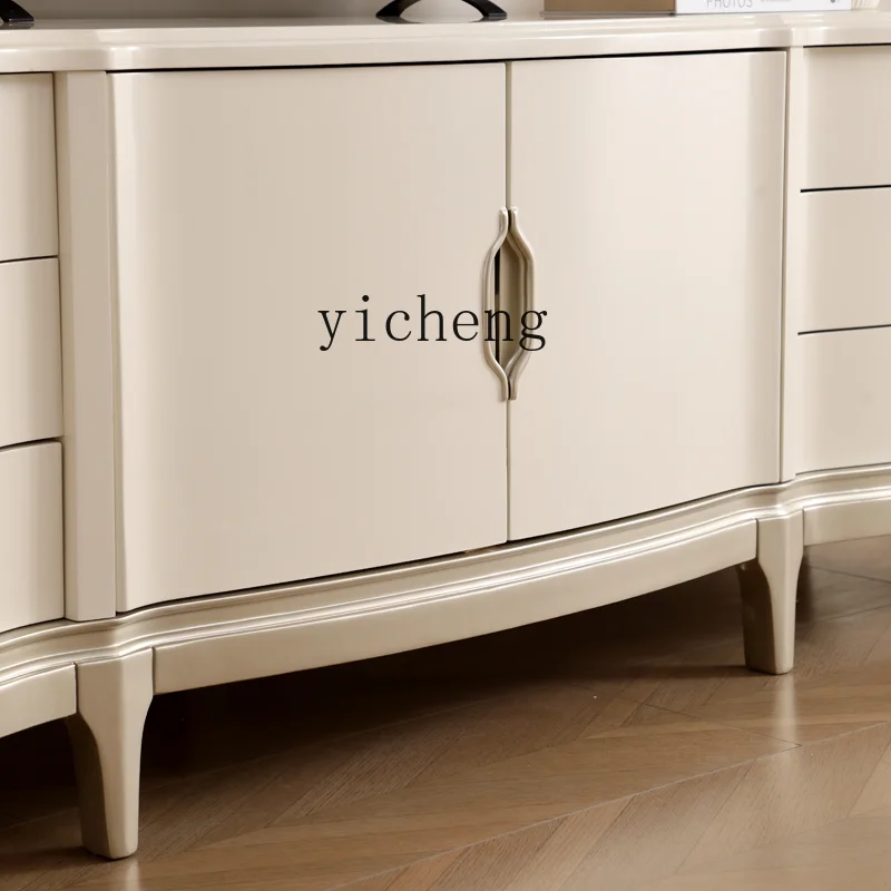 

TWR solid wood TV cabinet living room household small apartment TV cabinet white floor cabinet