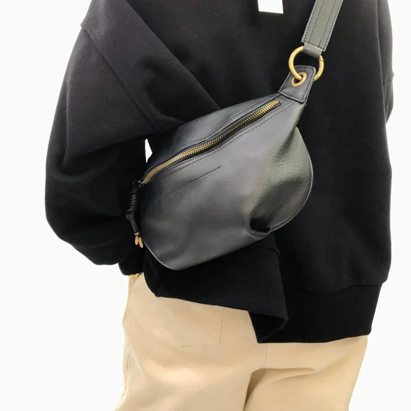 

Men's and women's styles Genuine Leather women's bag handmade head layer cowhide chest bag Saddle single shoulder crossbody bag